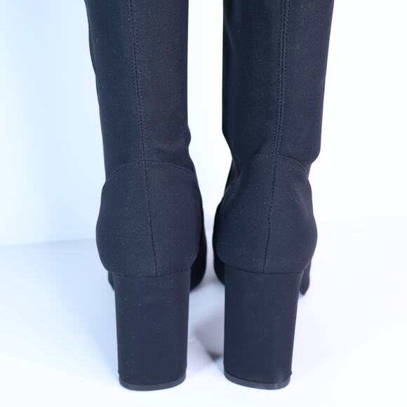 MARION PARKE Malone Heeled Boot Black Thigh High Stretch Crepe Women's 36/US 6 - Picture 5 of 9